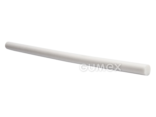 Teflónová tyč P1000, 6mm, reálny priemer 6,36mm, dĺžka 1000mm, 54°ShD, PTFE, -100°C/+250°C, biela